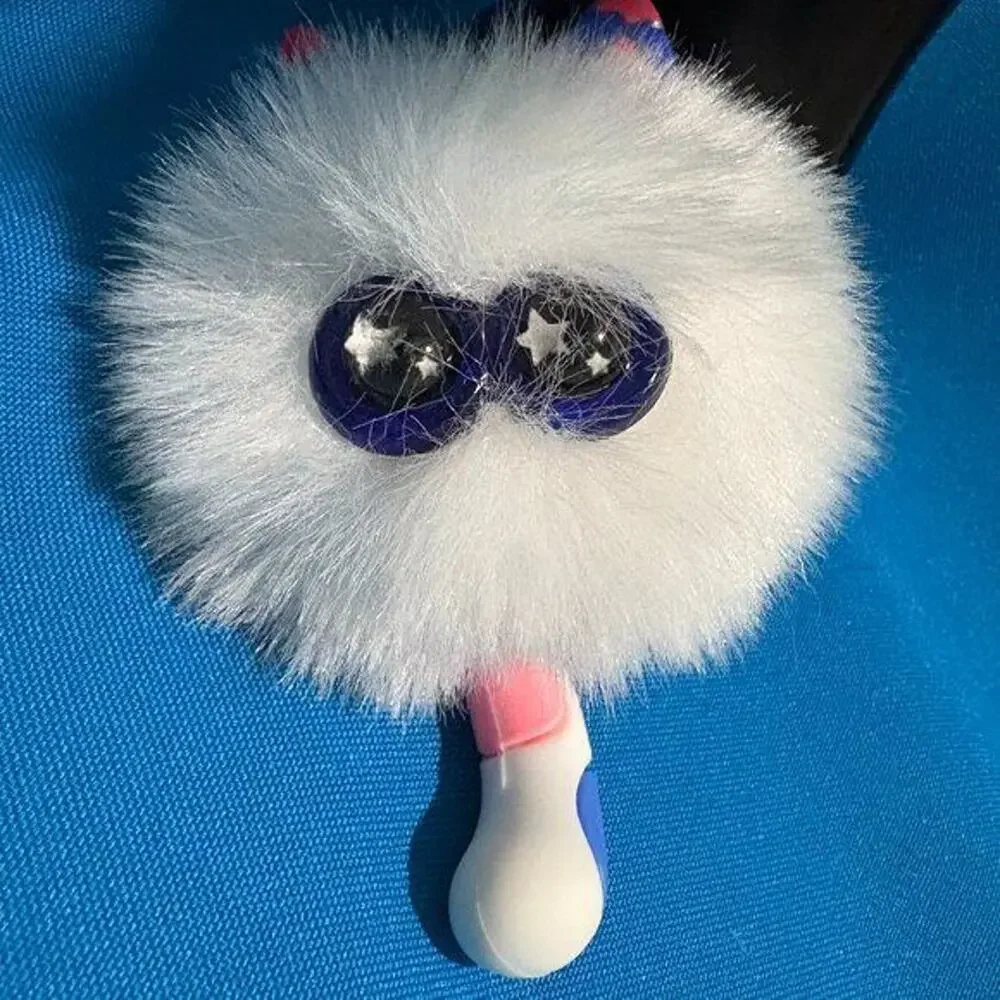 Cute White Blue Eyes Pom Pom Cat   Pendant Girl Key Chain Handbag Chain New